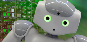 Fussball-Roboter vor Wafer Fussball-Roboter vor Wafer