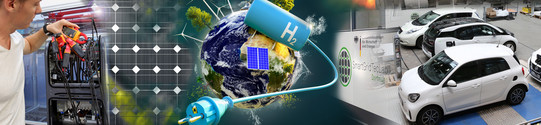 Collage Technologien der Elektrotechnik (Ladesäule, Photovoltaik, Weltkugel, Smart Grid) Collage Technologien der Elektrotechnik (Ladesäule, Photovoltaik, Weltkugel, Smart Grid)